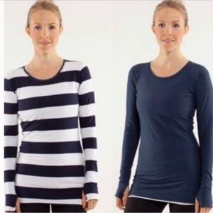 Lululemon Every Yogi Long Sleeve Womens Size M Top Blue White